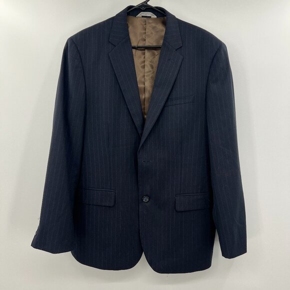 Montefino Mondo Navy Pinstriped Merino Wool Blazer Men's 38R - Picture 1 of 6